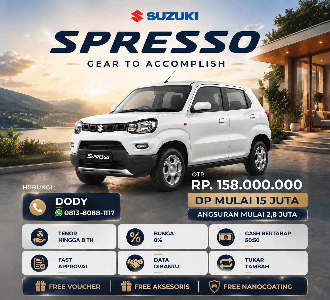 Promo Suzuki S-Presso – OTR 158 Juta, DP 15 Juta & Angsuran 2,8 Jutaan!
